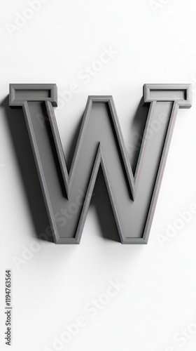 3D letter W placed against a solid monochrome background, captured with HD realism and sharp details,