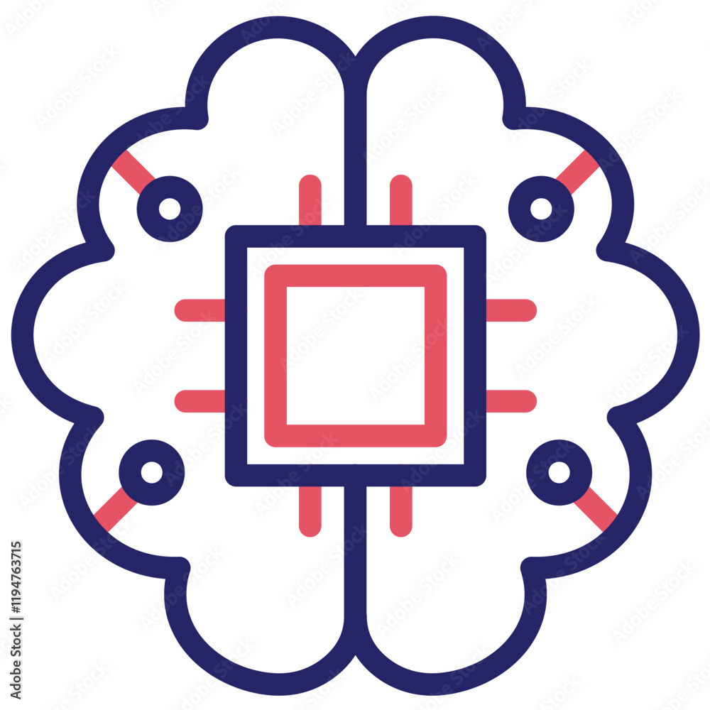Brain Chip vector icon illustration of Robotics iconset. Brain Chip vector icon illustration of Robotics iconset.