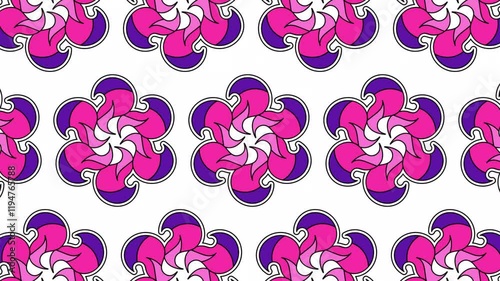 Colourful floral mandala seamless pattern motion on white background.