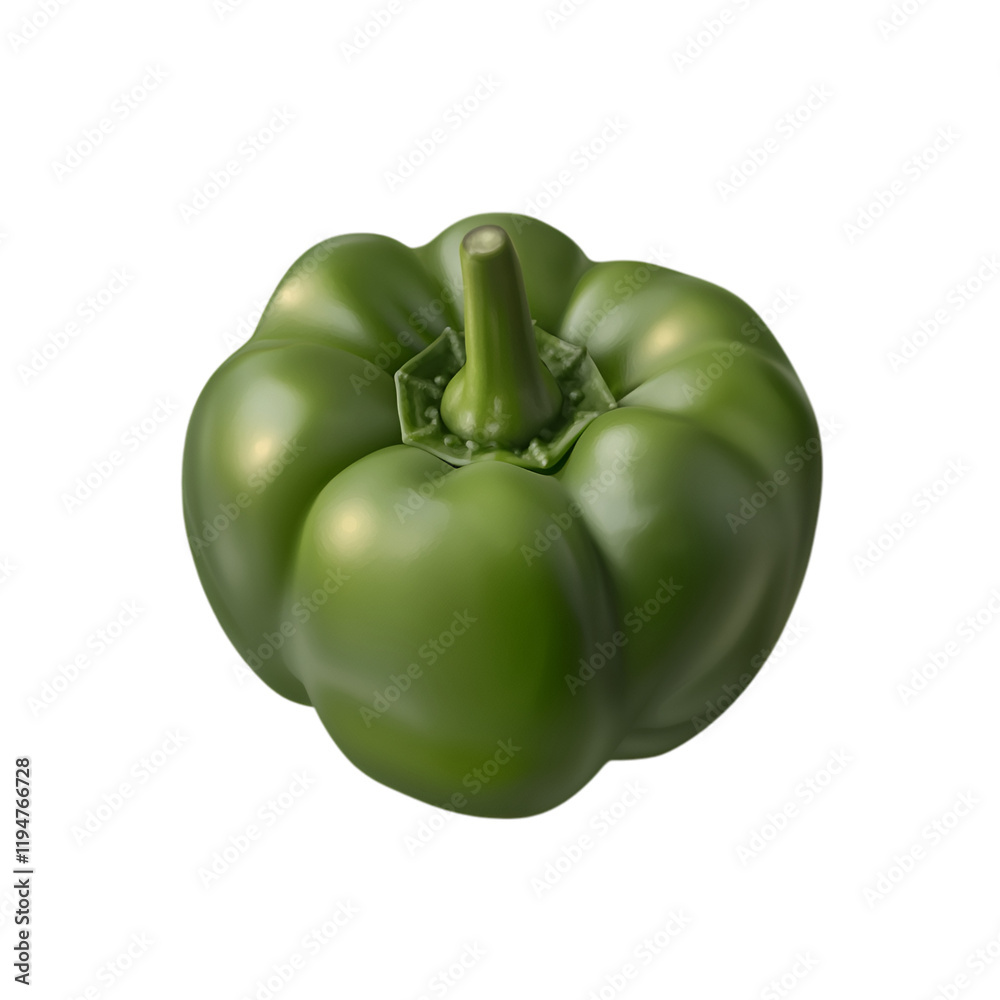 A green bell pepper with smooth skin, isolated on transparent background. A green bell pepper with smooth skin, isolated on transparent background.