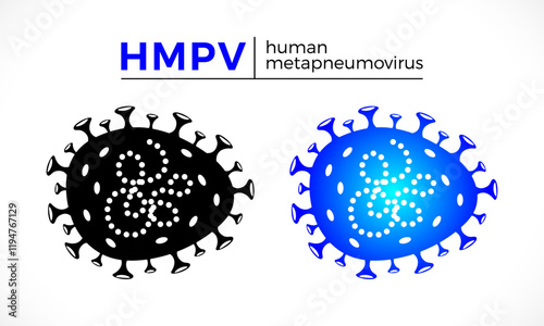 HMPV hmpv human metapneumovirus virus vector icon symbol illustration artwork image it can vary commonly cough fever stuffy nose throat Coronavirus Covid novel coronavirus concept structure disease