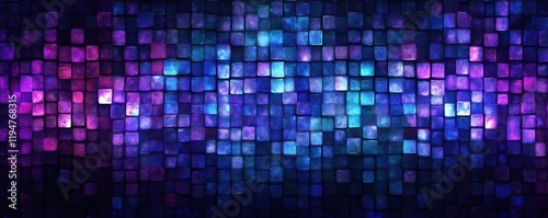 Wallpaper Mural A dynamic grid of glowing cubes in shades of purple and cyan, 4k photo. Torontodigital.ca