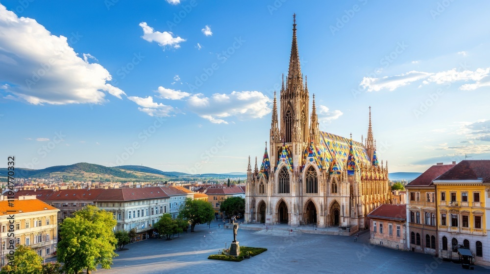 Fototapeta premium Colorful Church in European City