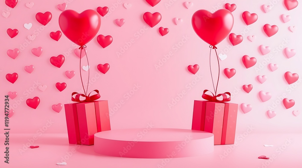 Valentine’s Day Background Mockup – Cylindrical Podium with Pink Hearts, Gift Boxes, and Romantic Design, valentine day card, romantic mockup design, gift background copy space Valentine’s Day Background Mockup – Cylindrical Podium with Pink Hearts, Gift Boxes, and Romantic Design, valentine day card, romantic mockup design, gift background copy space