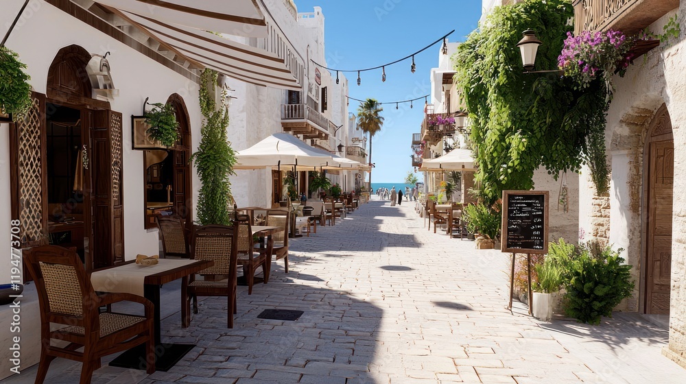 Obraz premium Sunny Mediterranean Coastal Street