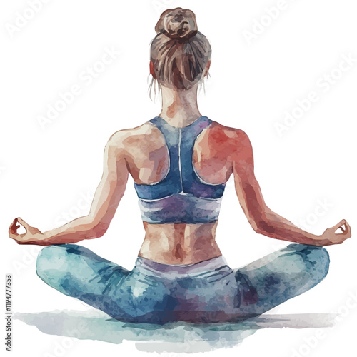 A watercolor of stress relief through exercise, isolated on a white background. Stress relief through exercise vector.
