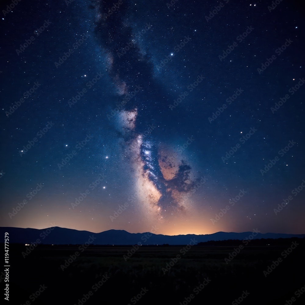 Fototapeta premium Vast night sky, countless stars stretching to horizon, nebulae, ethereal, night