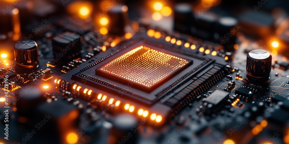 Obraz premium This image shows an amazing computer chip in action
