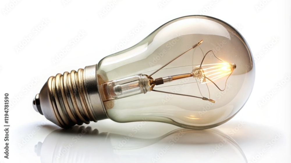 Illuminating Ideas A Glowing Filament Bulb on a Reflective Surface Illuminating Ideas A Glowing Filament Bulb on a Reflective Surface
