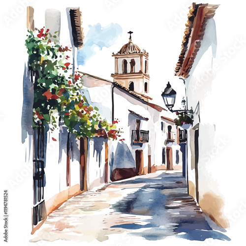 A watercolor vector of the Spanish language, isolated on a white background. Spanish vector.
