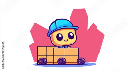 Creative cartoon delivery character digital art colorful environment playful viewpoint fun concept for kids