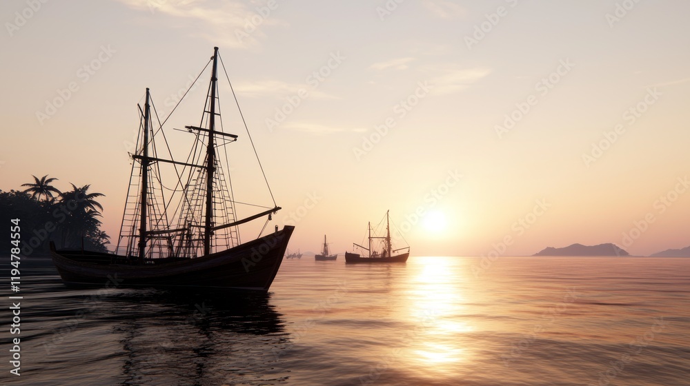 Sailing Ships at Sunset Sailing Ships at Sunset