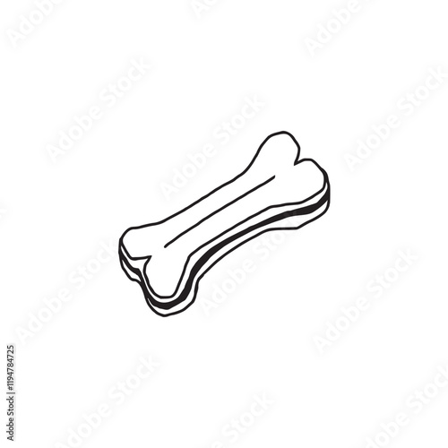 A simple black-and-white illustration of a dog bone. This minimalistic design is perfect for pet-themed branding, packaging, or educational materials about dogs.