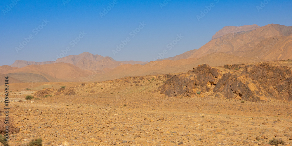 Arid landscape of the Sahara desert in eastern Morocco Arid landscape of the Sahara desert in eastern Morocco