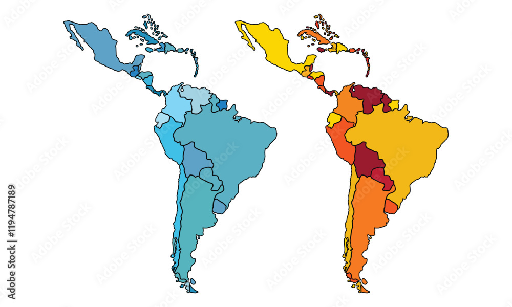 Fototapeta premium Map of North America, isolated on white background. Vector EPS.10