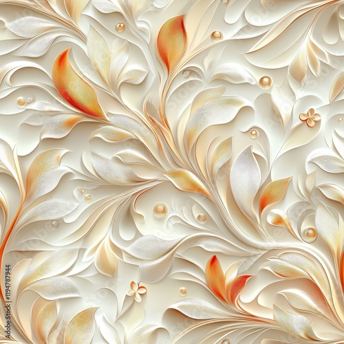 Intricate 3D Floral Design with Pearlescent Details Showcasing Elegant Patterns and Textures for Creative Projects and Digital Art