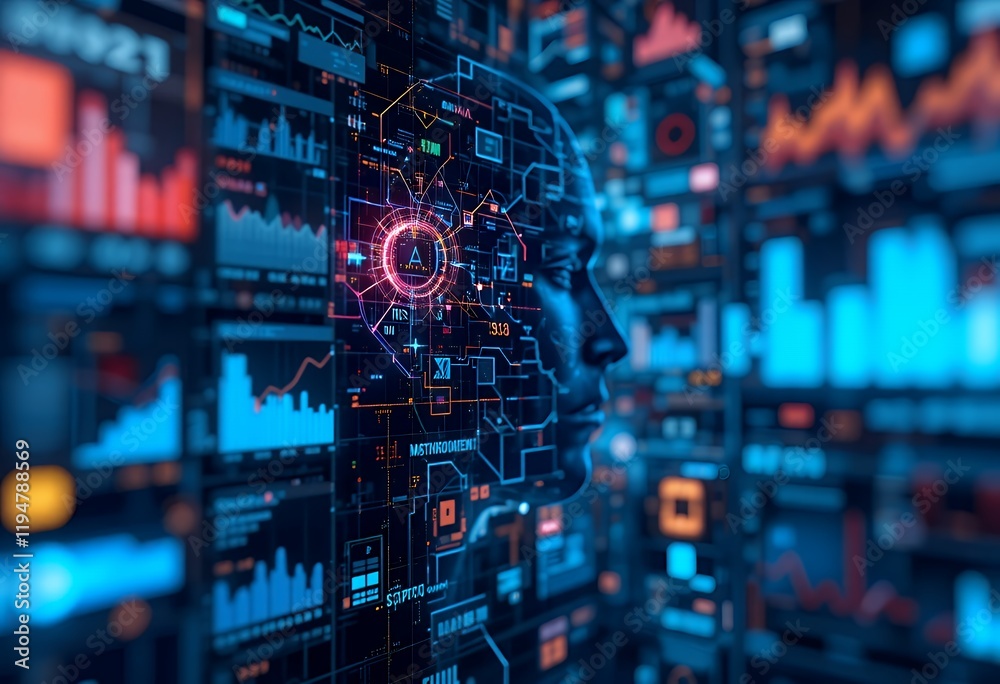 Fototapeta premium AI-Powered Data Analysis Dashboard Illustration