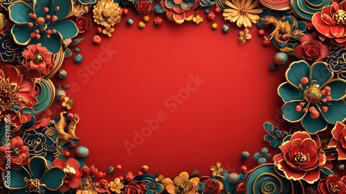 Vibrant Floral Frame Design for Festive Celebration Background