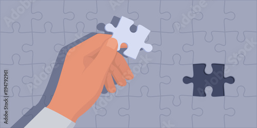Man completing a jigsaw puzzle