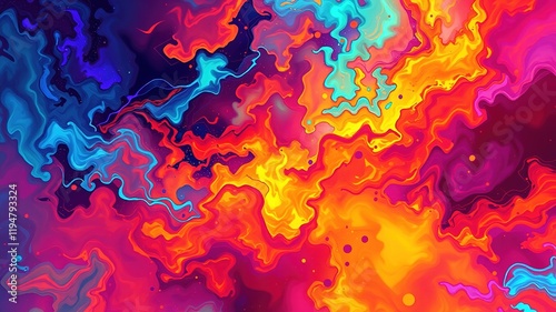 Abstract Art, Colorful Digital Painting,  Dynamic Composition