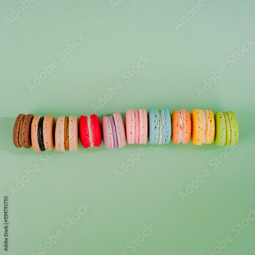 Colorful macaron for valentine event with green screen.
