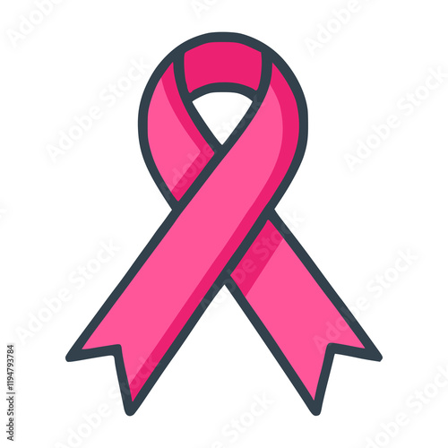 pink awareness ribbon for cancer health medical flat color vector illustration template design