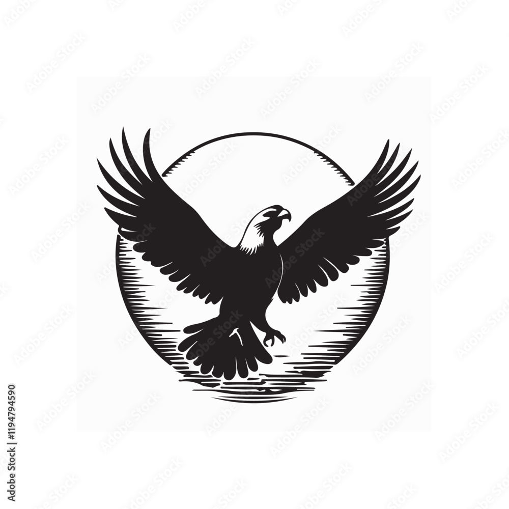 Obraz premium Bald Eagle with Wings Stretched Image vector isolated on white background.