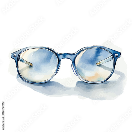 A watercolor painting of smart glasses, isolated on a white background. Smart glasses vector.
