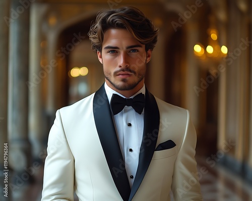Handsome man in white tuxedo. (2)
