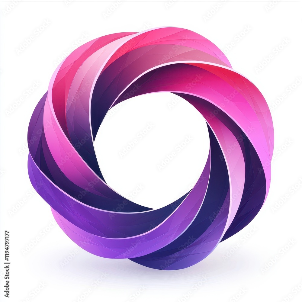 Symmetrical Abstract Purple and Pink Swirl in Circular 3D Gradient Design Symmetrical Abstract Purple and Pink Swirl in Circular 3D Gradient Design