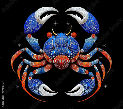 Colorful crab design represents chaos and creativity photo