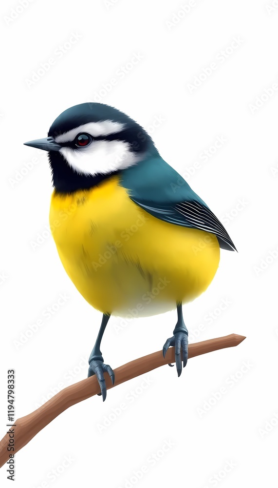 Obraz premium Great Tit Bird on White Background