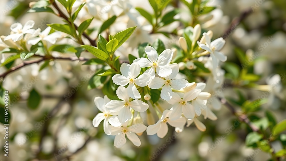 Fresh Jasmine Flowers on Green Branch - Postcard Design Fresh Jasmine Flowers on Green Branch - Postcard Design