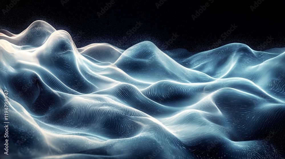 Obraz premium Abstract Electric Waves in Dark Backdrop with Soft Glowing Effect