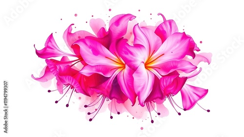 Fuchsia Watercolor Floral Burst - AI Art