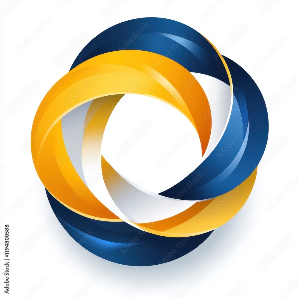 Circular Blue and Yellow Swirling Ribbon Design with Dynamic Gradient in Abstract Style Circular Blue and Yellow Swirling Ribbon Design with Dynamic Gradient in Abstract Style