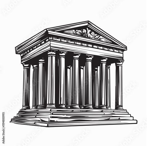 Ancient Roman Greek temple building vector image isolated on white background.