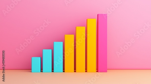 Business growth visualization office infographic colorful bar graphs modern workspace progress tracking concept