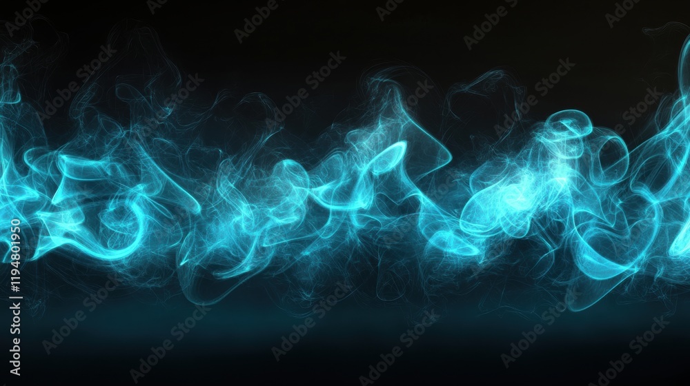 Obraz premium Ethereal Blue Smoke Swirls Against a Dark Background for Design Use