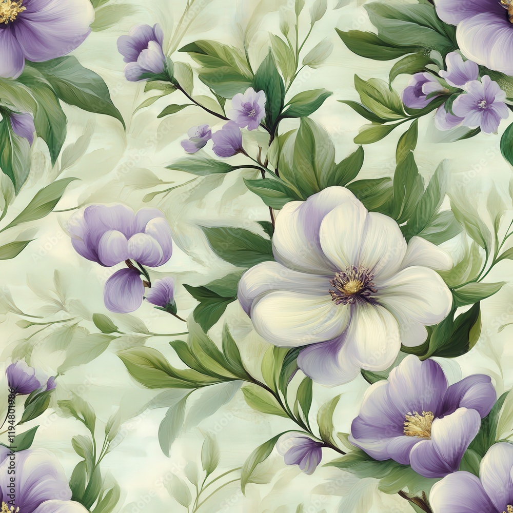 Obraz premium Beautiful Spring Flowers Pattern with Seamless Design for Elegant Backgrounds and Textiles