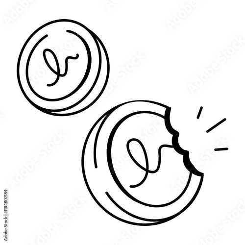 Casino tokens icon in hand drawn style 
