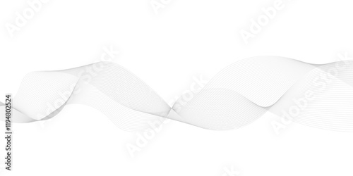 Abstract grey, white smooth element swoosh speed wave modern stream transparent background. Abstract wave line for banner, template, wallpaper background with wave design. Vector illustration