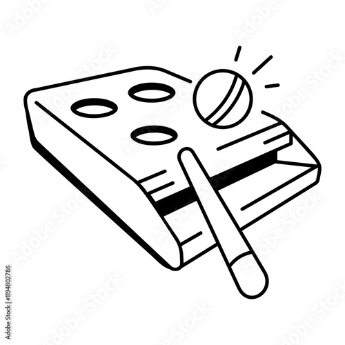 Shooting ball game, doodle style icon
