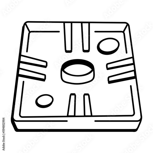 A hand drawn icon depicting tiddlywinks board 

