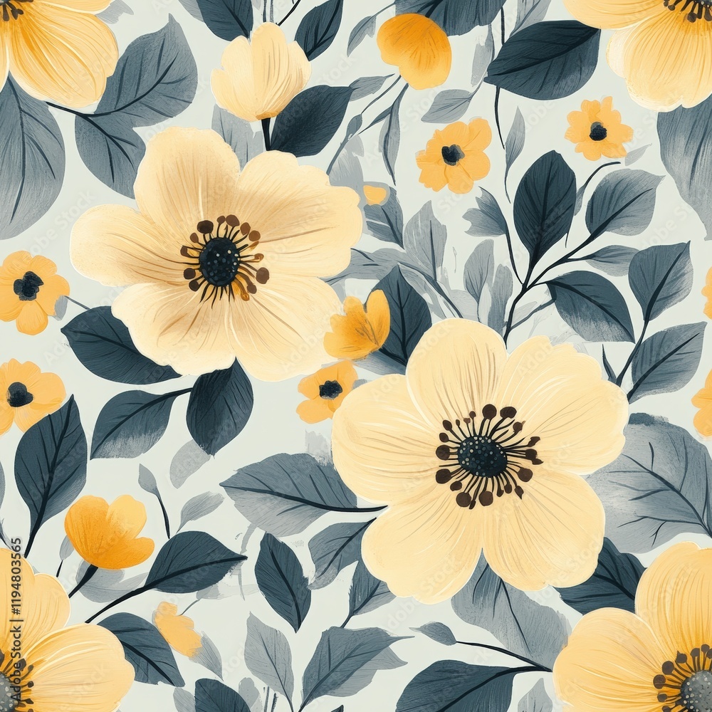 custom made wallpaper toronto digitalSoft Botanical Pattern Featuring Seamless Floral Elements with Leaves in Gentle Hues Ideal for Backgrounds and Textiles Design Projects