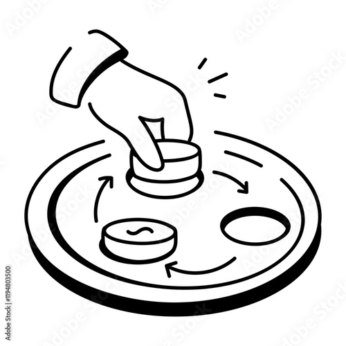 A doodle style icon of playing loop game 
