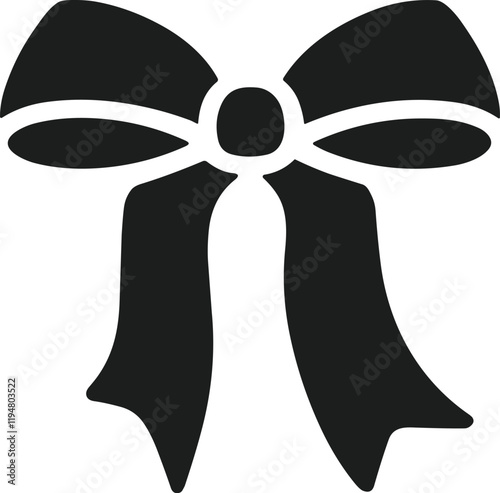 Elegant Bow Ribbon Silhouette Vector Illustration