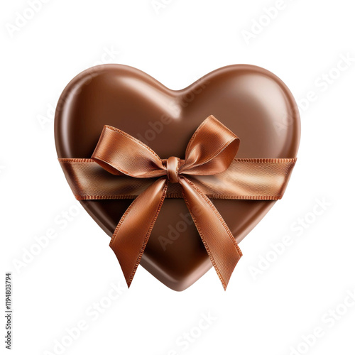 Delightful chocolate heart gift romantic occasion food art cozy setting close-up view sweet love gesture, transparent background