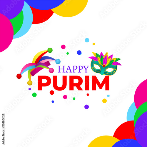 Vector illustration of Happy Purim social media template
