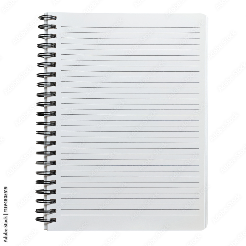 Blank Notebook with Spiral Binding for Writing and Notes Isolated on transparent background Blank Notebook with Spiral Binding for Writing and Notes Isolated on transparent background